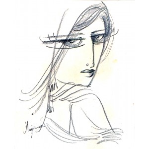 Hajra Mansoor, 14 x 11 inch, Charcoal on Paper, Figurative Painting, AC-HM-061 Hajra Mansoor, 14 x 11 inch, Charcoal on Paper, Figurative Painting, AC-HM-061